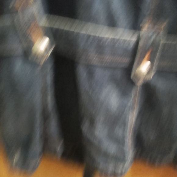 Woman's LRL Lauren Jeans Co. Ralph Lauren Denim Belted Jacket Dark Blue Harbor L - Picture 7 of 12